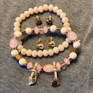 Pink  and Gold Women's Jewelry Set